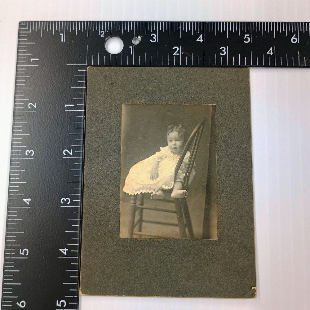 Mounted Photo Victorian Baby Portrait Child Infant Dress Antique